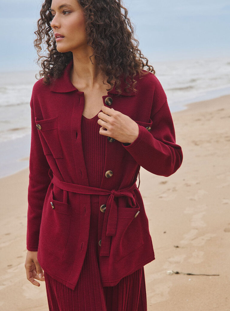 LAFRANÇAISE Mailles in France - Veste saharienne bordeaux Ella – L