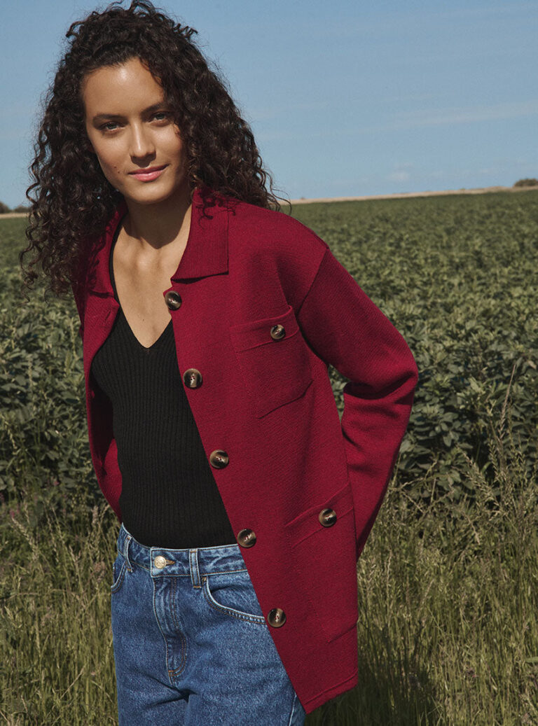 LAFRANÇAISE Mailles in France - Veste saharienne bordeaux Ella – L