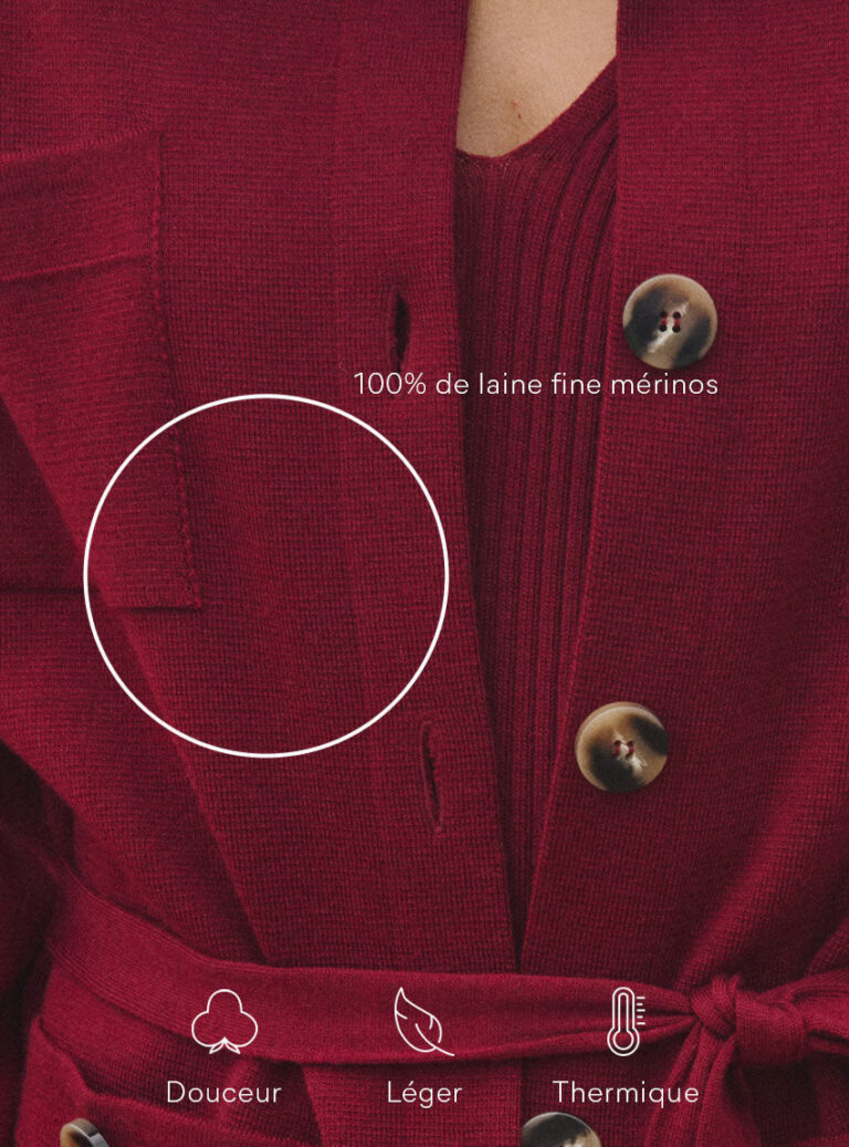LAFRANÇAISE Mailles in France - Veste saharienne bordeaux Ella – L