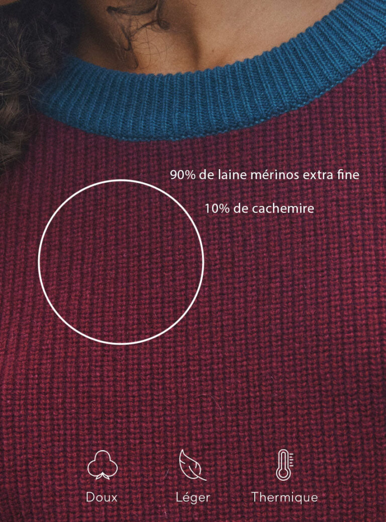 LAFRANÇAISE Mailles in France - Pull laine mérinos et cachemire tricolore Élisabeth – L