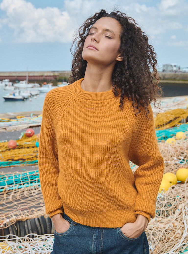 LAFRANÇAISE Mailles in France - Pull grosse maille perlée jaune Elsa – L