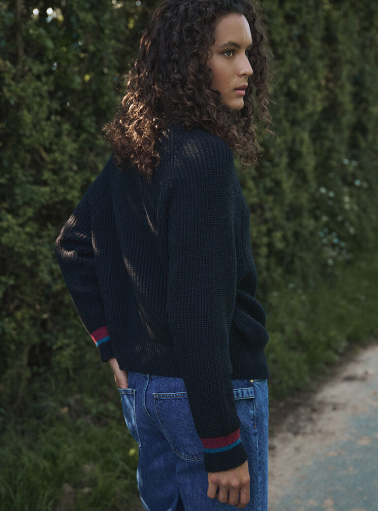 LAFRANÇAISE Mailles in France - Pull maille perlée mohair noir Elsa – L