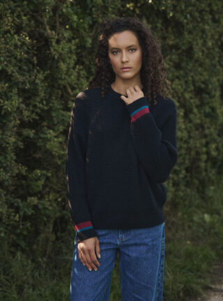 Pull maille perlée mohair noir Elsa par la marque MAISON SOLFIN MAISON SOLFIN - Pull maille perlée mohair noir Elsa