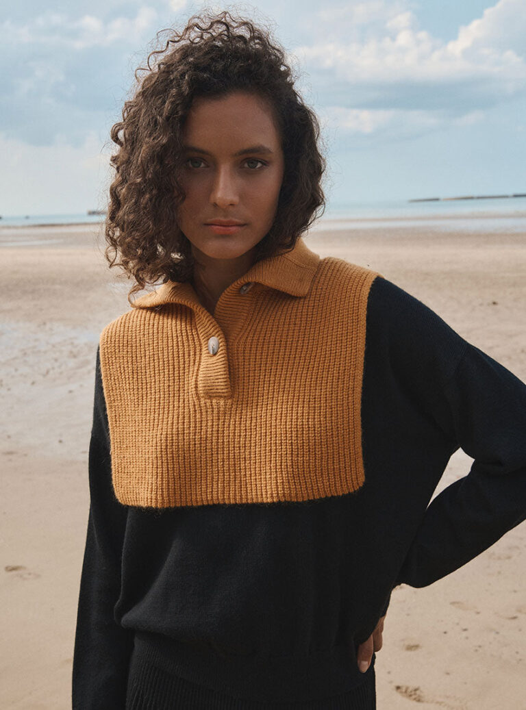 7820 JDO 7 plastron esther jaune d or LAFRANÇAISE Mailles in France - Plastron Esther – U
