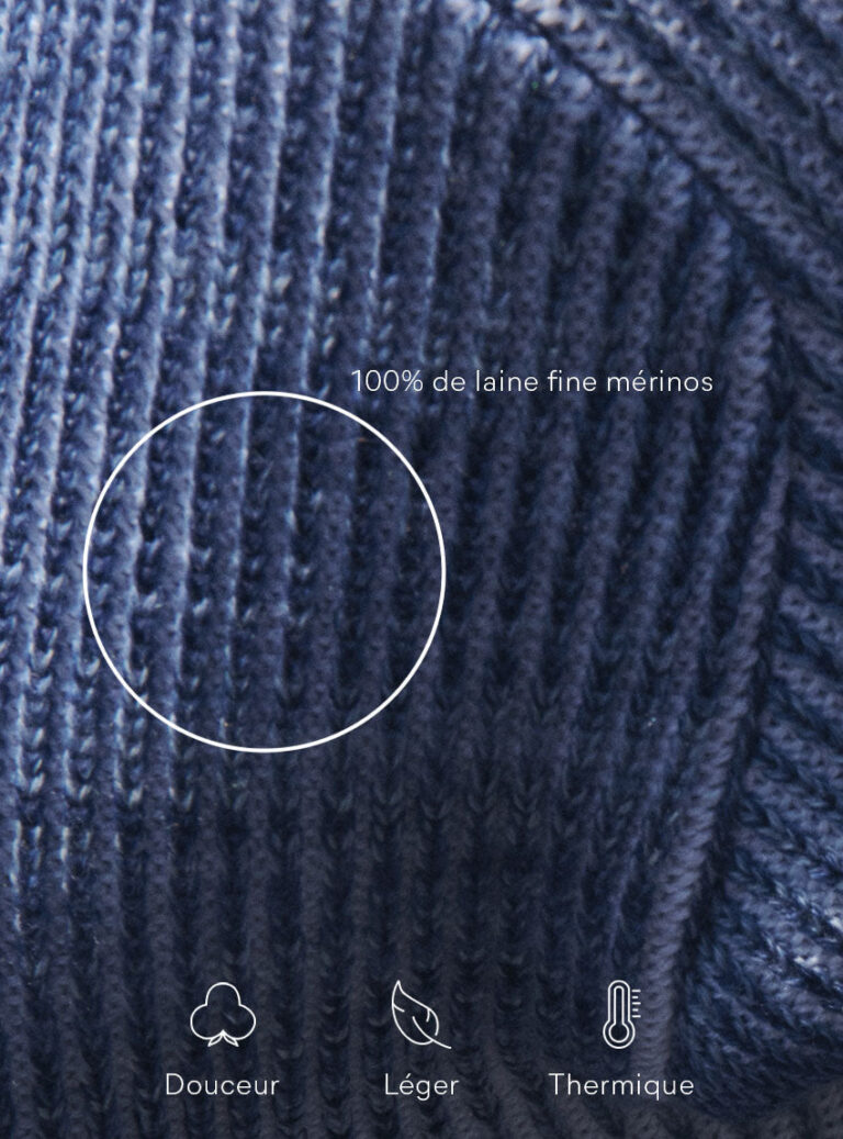 LAFRANÇAISE Mailles in France - Pull côte anglaise laine mérinos bleu Eugénie – L
