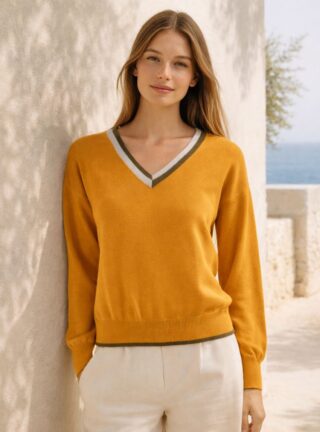 Pull col V Elyssa par la marque MAISON SOLFIN MAISON SOLFIN - Pull col V Elyssa