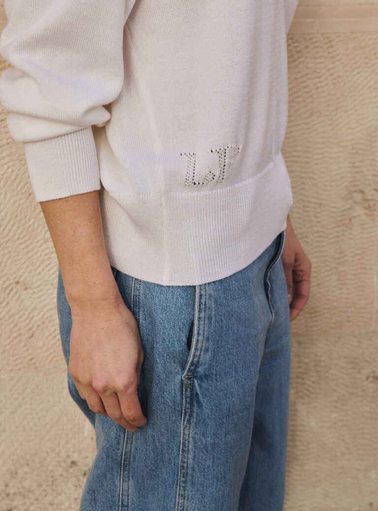 LAFRANÇAISE Mailles in France - Pull col bateau blanc Fanny – L