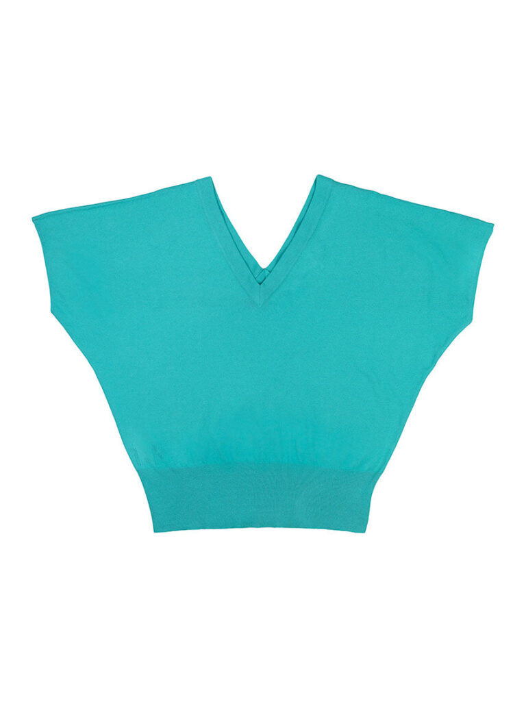 LAFRANÇAISE Mailles in France - Top col V manches kimono vert menthe Félicité – L
