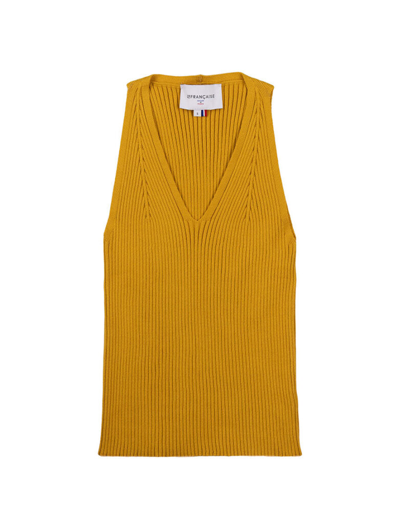 LAFRANÇAISE Mailles in France - Top maille côtelée jaune Francine – L
