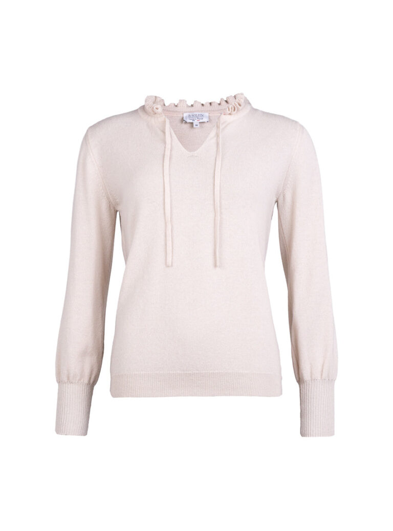 Maison Solfin - Pull femme laine mérinos et cachemire blanc lait – 50