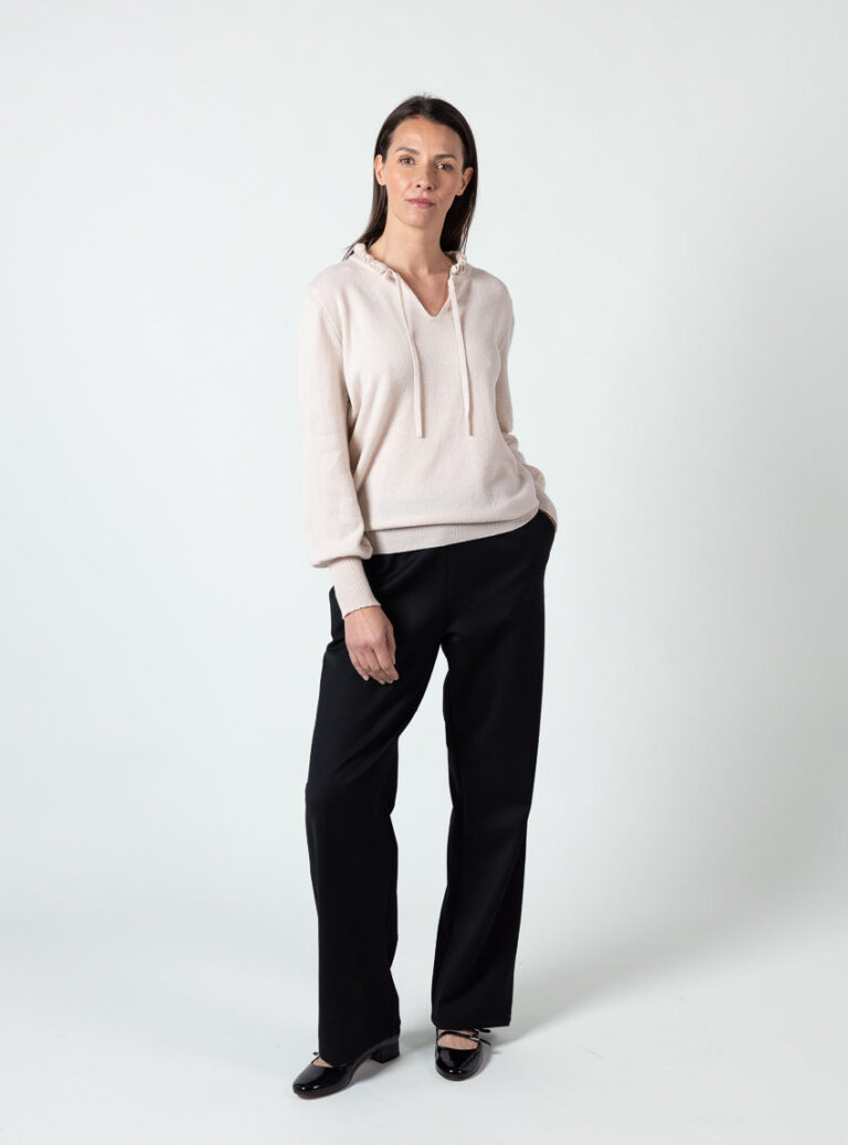Maison Solfin - Pull femme laine mérinos et cachemire blanc lait – 50