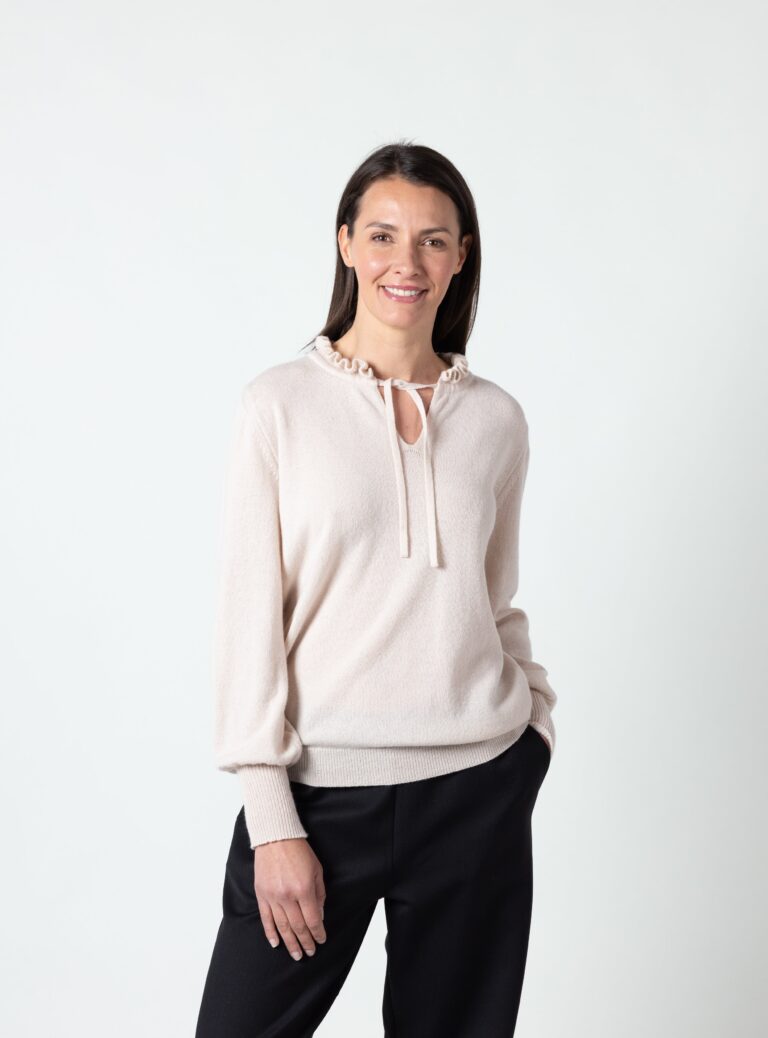 Maison Solfin - Pull femme laine mérinos et cachemire blanc lait – 50