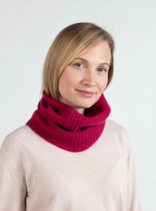 MAISON SOLFIN - Tour de cou femme en cachemire rose framboise