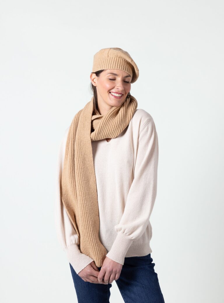 Maison Solfin - Écharpe en laine fine recyclée beige doux – U