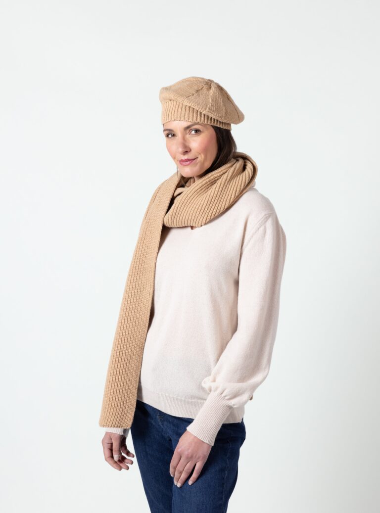 Maison Solfin - Écharpe en laine fine recyclée beige doux – U