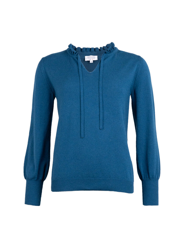 Maison Solfin - Pull femme laine mérinos et cachemire bleu de prusse – 50