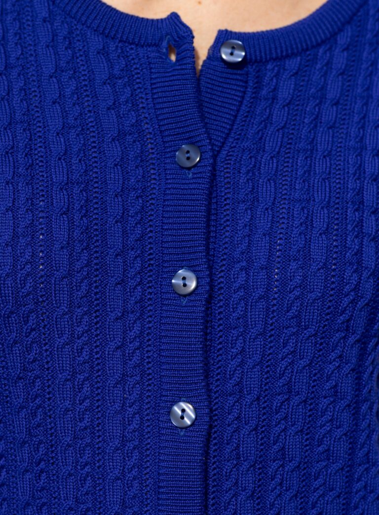 Maison Solfin - Cardigan femme en laine merinos bleu persan – 50