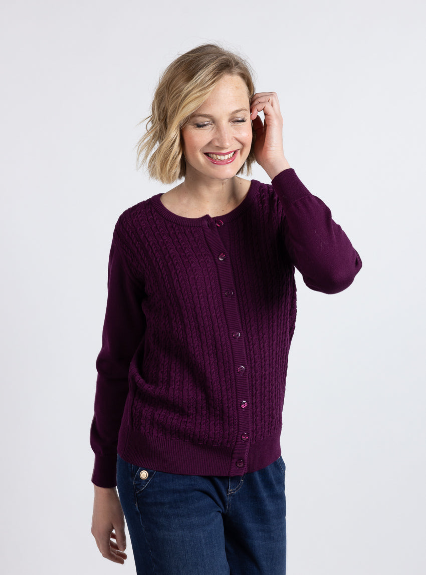 7910 VNT cardigan femme laine merinos violet nuit 1 Maison Solfin - Cardigan femme laine merinos violet nuit – 50