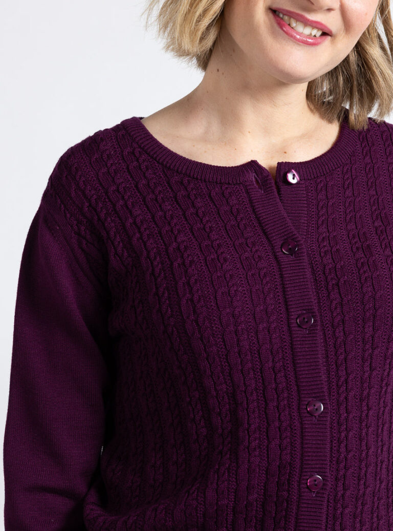 Maison Solfin - Cardigan femme laine merinos violet nuit – 50