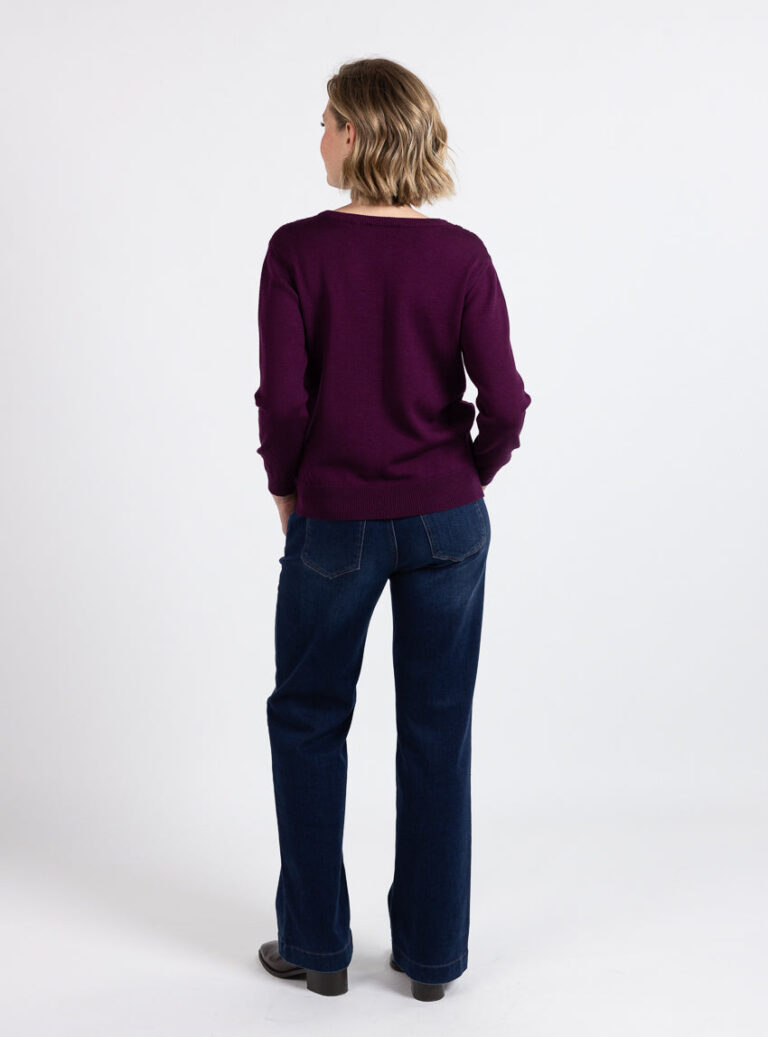 Maison Solfin - Cardigan femme laine merinos violet nuit – 50