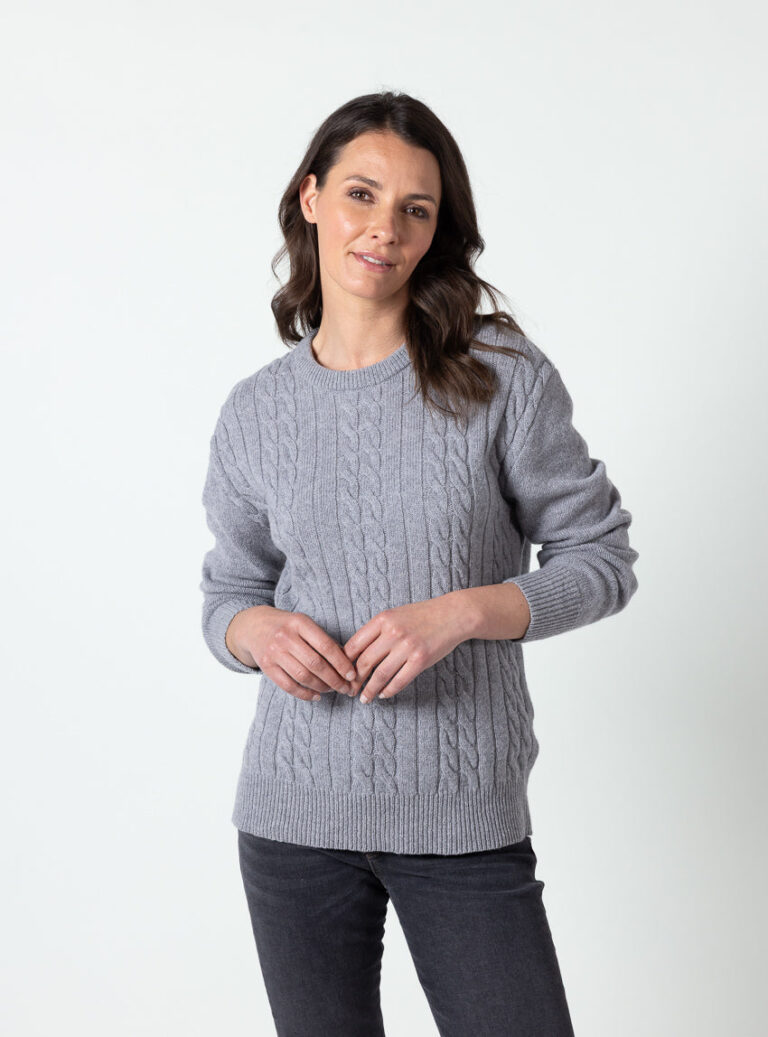 Maison Solfin - Pull femme col rond laine merinos gris douceur – 4