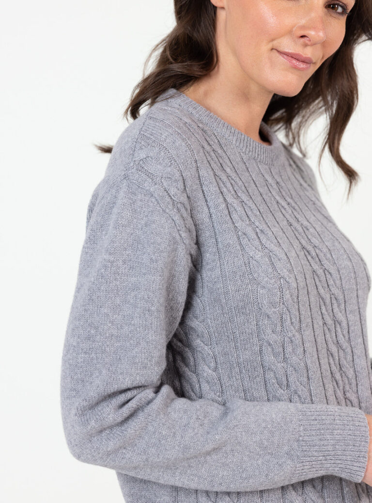 Maison Solfin - Pull femme col rond laine merinos gris douceur – 4