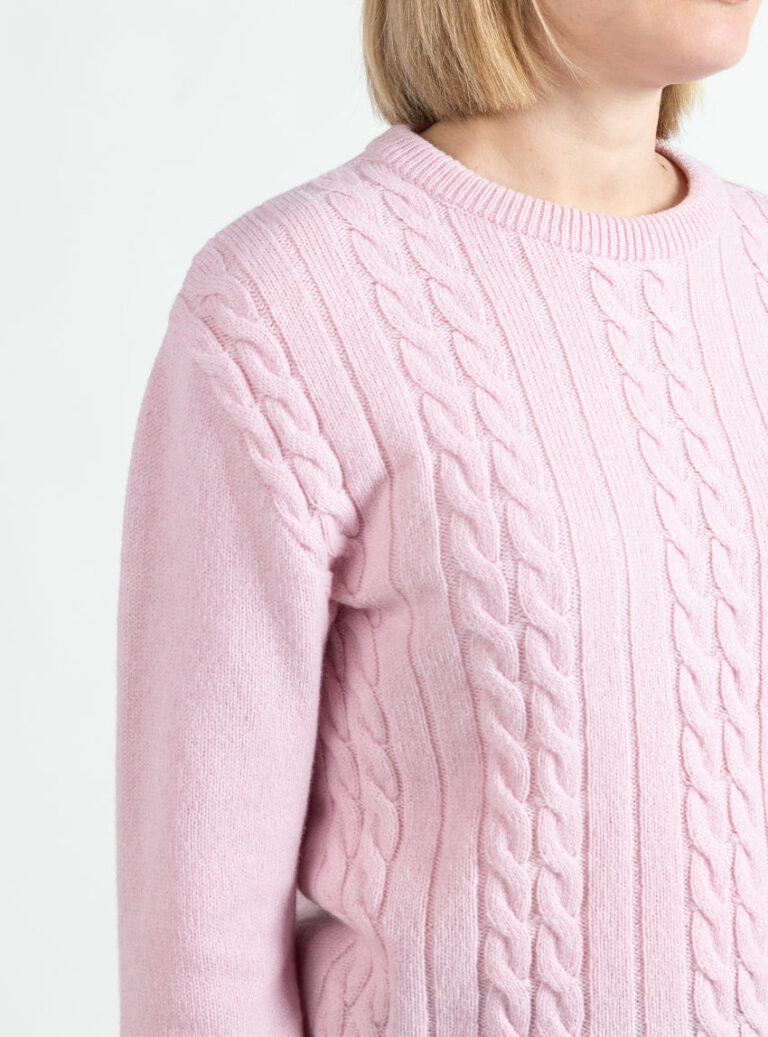 Maison Solfin - Pull femme col rond laine merinos rose romantique – 4