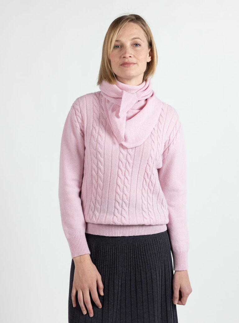 Maison Solfin - Pull femme col rond laine merinos rose romantique – 4
