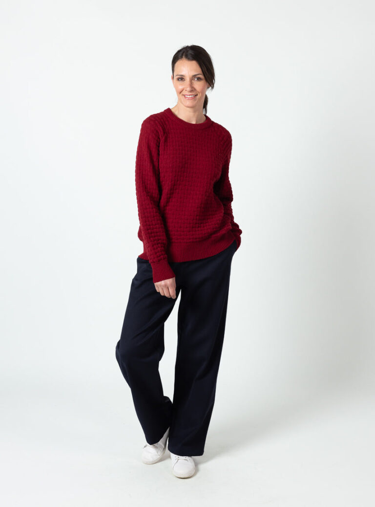 Maison Solfin - Pull femme en laine extrafine mérinos rouge auburn – 4
