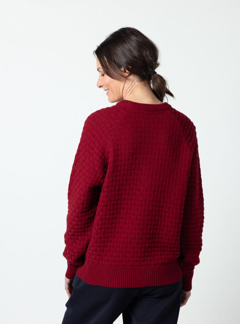 Maison Solfin - Pull femme en laine extrafine mérinos rouge auburn – 4
