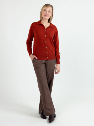 Pantalon large femme à carreaux marron par la marque MAISON SOLFIN MAISON SOLFIN - Pantalon large femme à carreaux marron