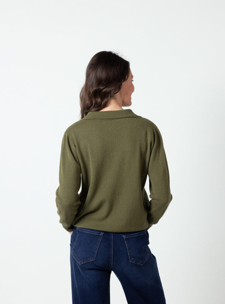 Maison Solfin - Cardigan femme en laine et cachemire vert kaki clair – 50