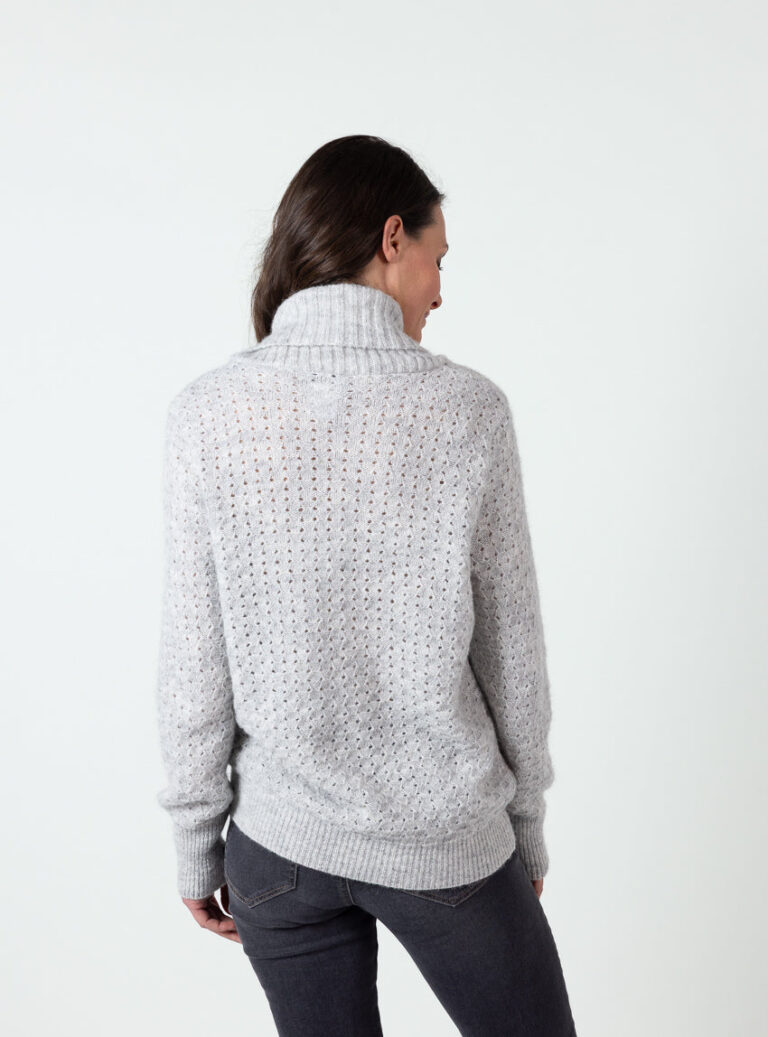 Maison Solfin - Pull femme alpaga et laine mérinos gris pâle – 50