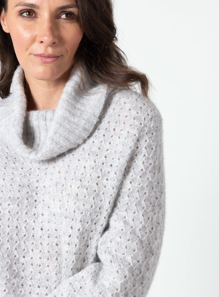 Maison Solfin - Pull femme alpaga et laine mérinos gris pâle – 50