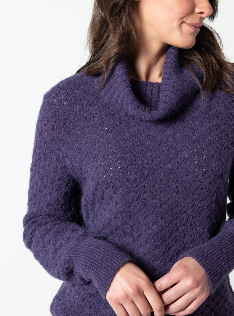 Maison Solfin - Pull femme alpaga et laine mérinos violet cassis – 50