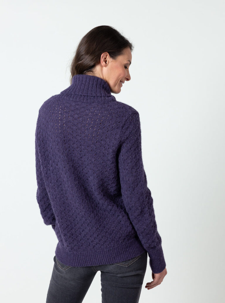 Maison Solfin - Pull femme alpaga et laine mérinos violet cassis – 50