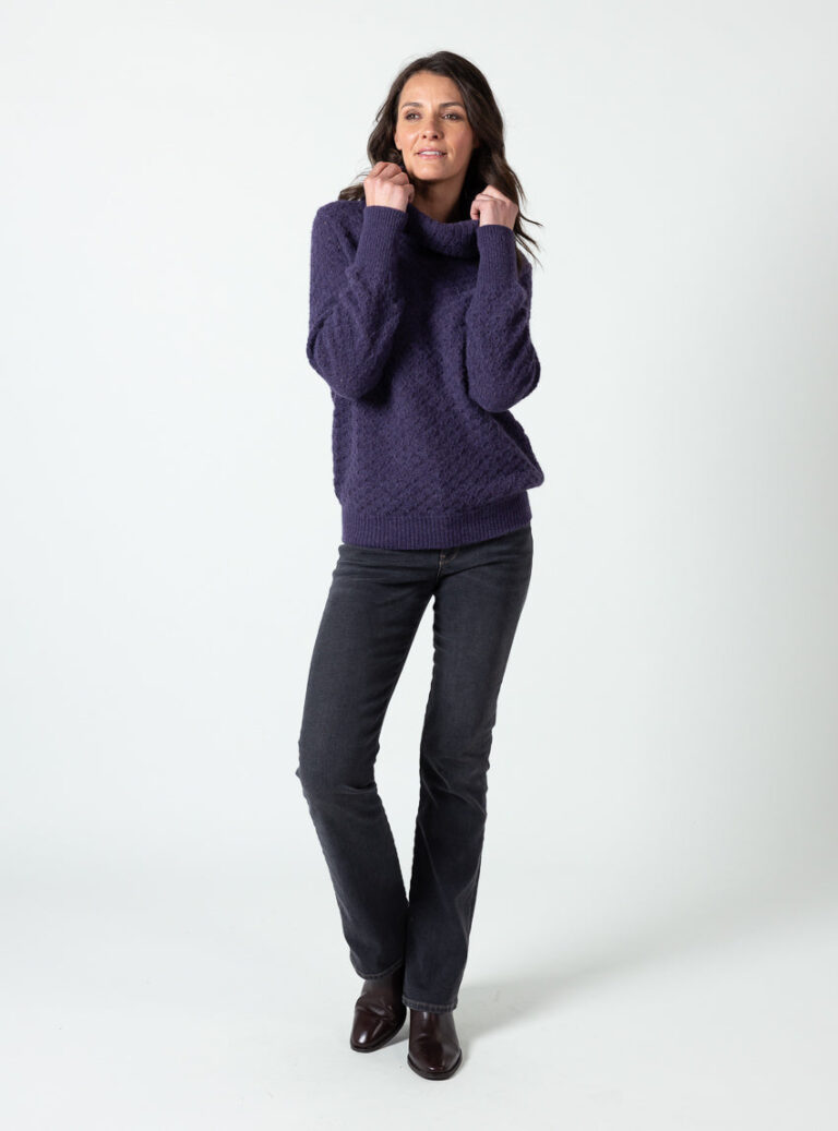 Maison Solfin - Pull femme alpaga et laine mérinos violet cassis – 50