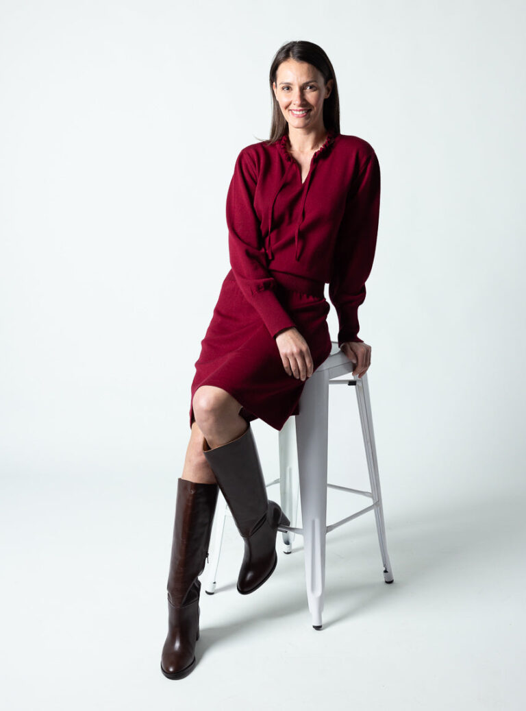 Maison Solfin - Robe femme en laine fine mérinos rouge bourgogne – 50