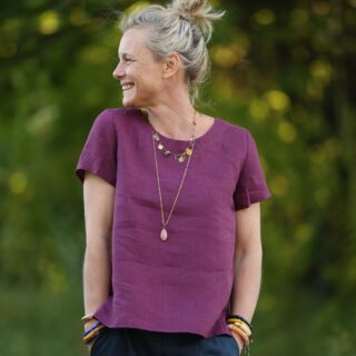 Quintessence - Blouse Emeline en lin Lie de vin