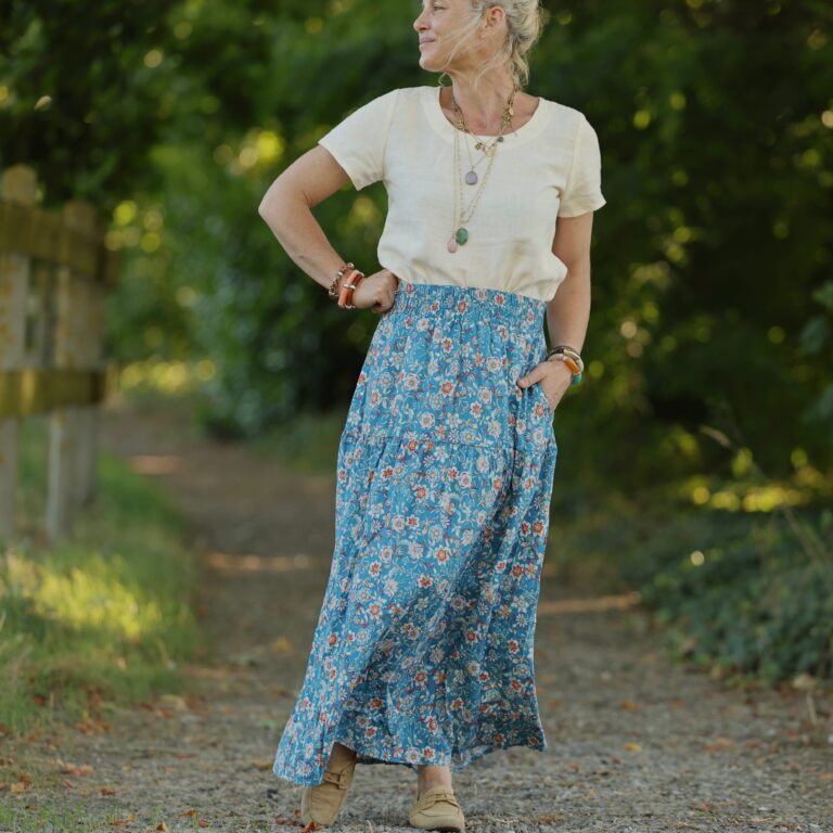 Meta SS25 - Jupe Sarah - viscose bouquet turquoise – XXXL