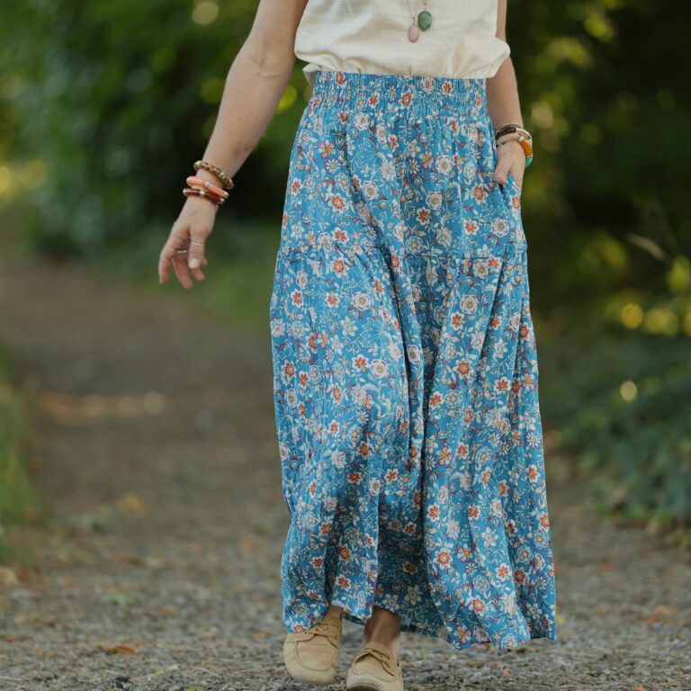 Meta SS25 - Jupe Sarah - viscose bouquet turquoise – XXXL