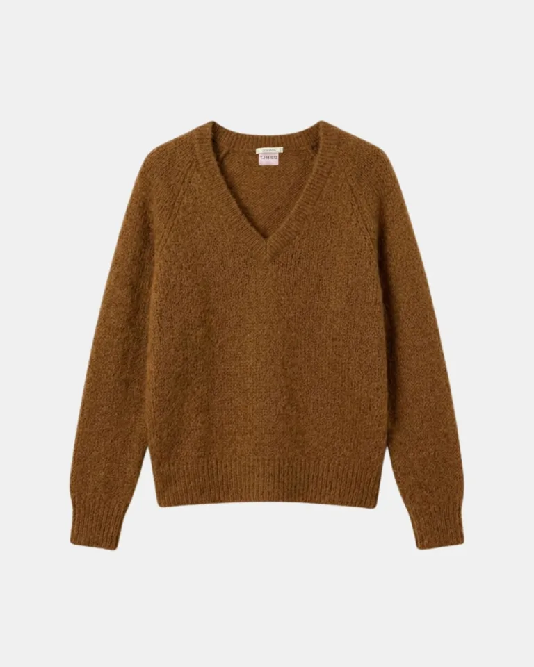 ANOUCH PULL COL V OCRE FRONT Tricots Jean Marc - Pull Col V Anouch - Ocre – L