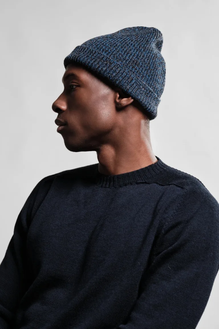 Nitto Knitwear - Bonnet Ara Chiné - Bleu roi / Noir – Taille unique