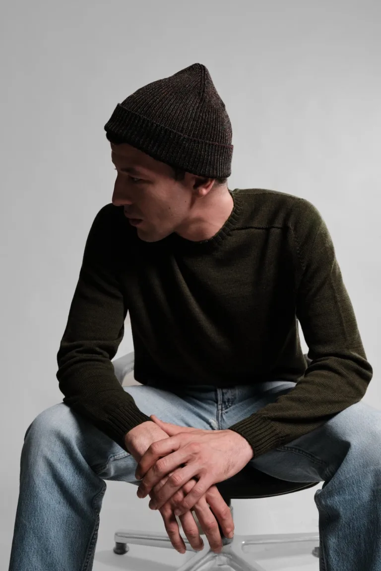 Nitto Knitwear - Bonnet Ara Chiné - Bordeaux / Kaki – Taille unique