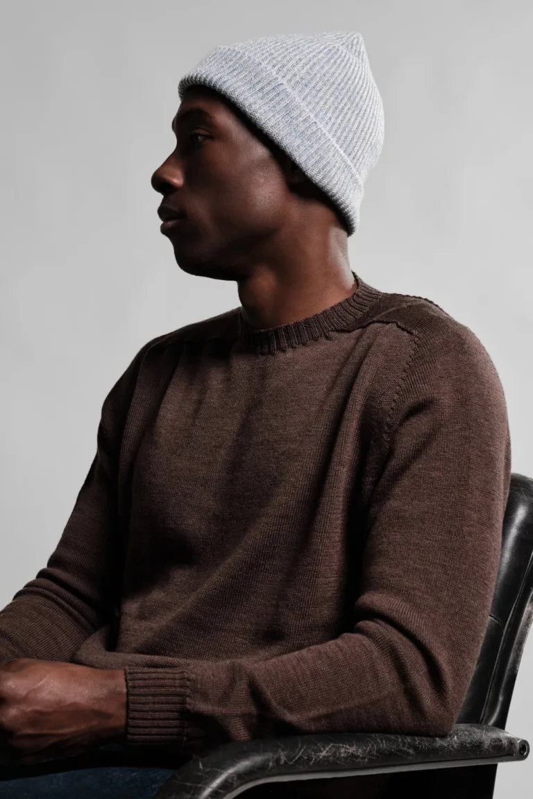 Nitto Knitwear - Bonnet Ara Chiné - Ciel / Écru – Taille unique