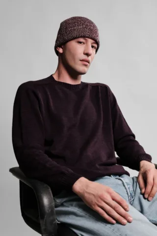 Bonnet Ara Chiné – Naturel / Bordeaux par la marque Nitto Knitwear Nitto Knitwear - Bonnet Ara Chiné – Naturel / Bordeaux