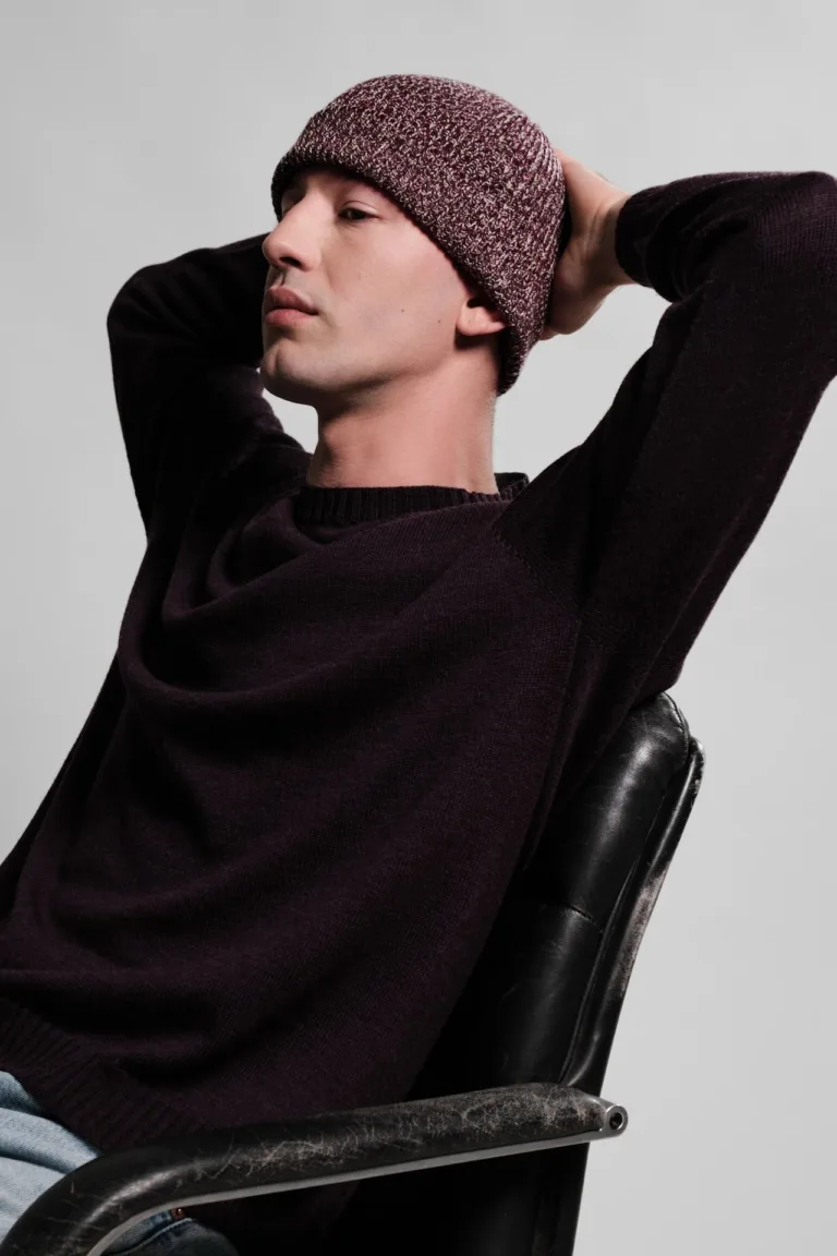 Nitto Knitwear - Bonnet Ara Chiné - Naturel / Bordeaux – Taille unique