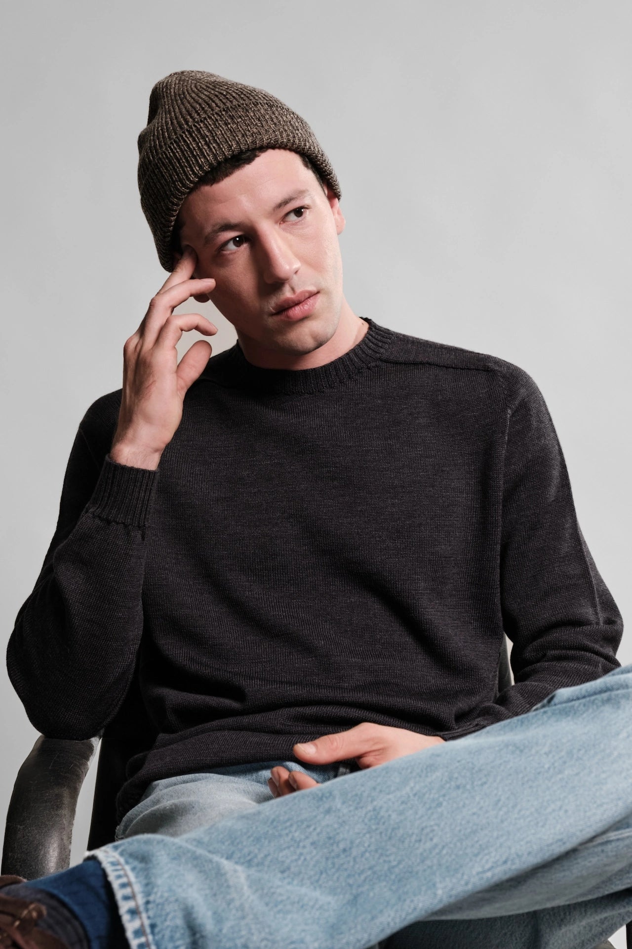 ARA BONNET CHINE TAUPE CHOCO 1 Nitto Knitwear - Bonnet Ara Chiné - Taupe / Choco – Taille unique
