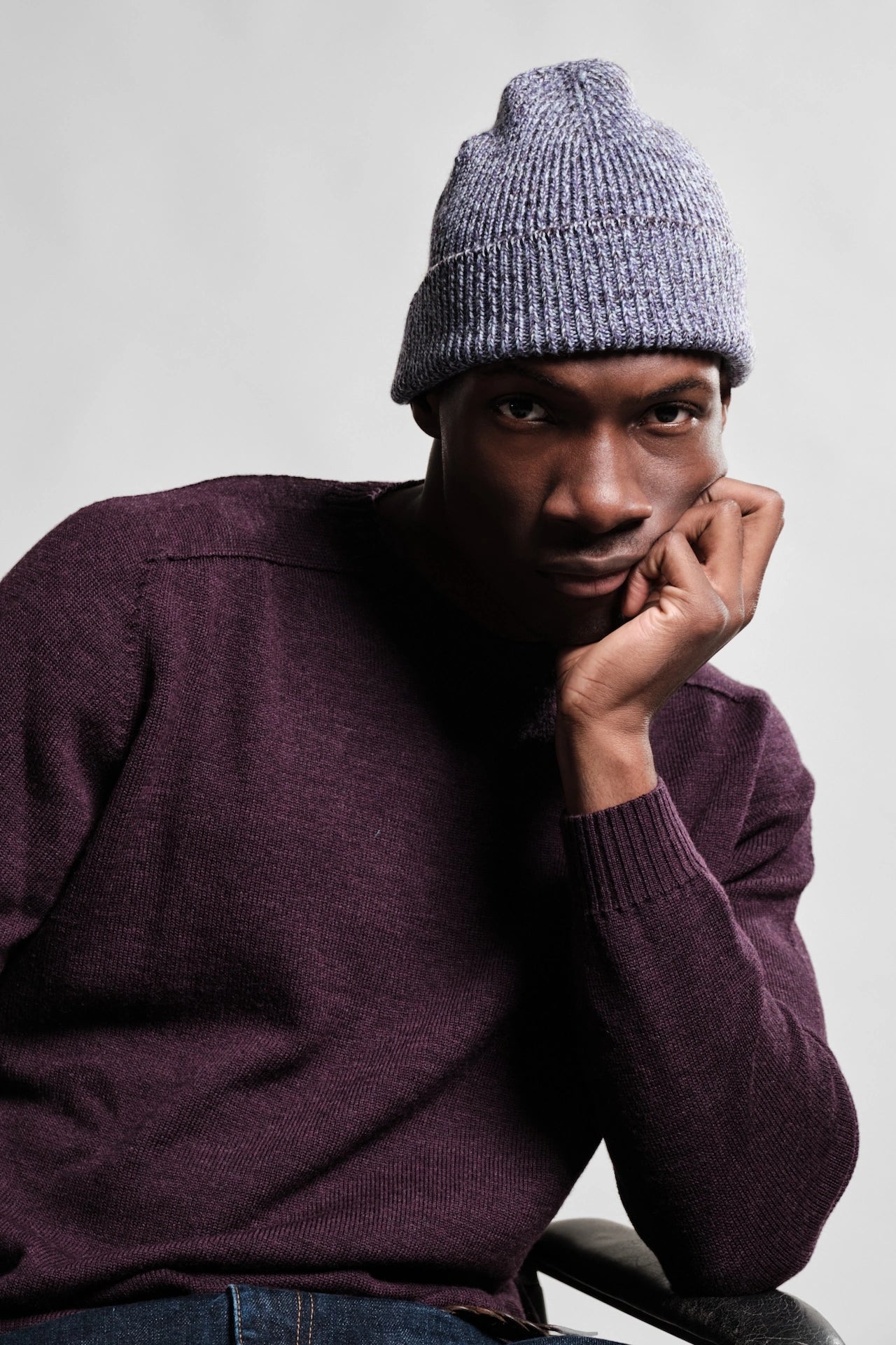 ARA BONNET CHINE VIOLET VERT DEAU 1 Nitto Knitwear - Bonnet Ara Chiné - Violet / Vert d'eau – Taille unique