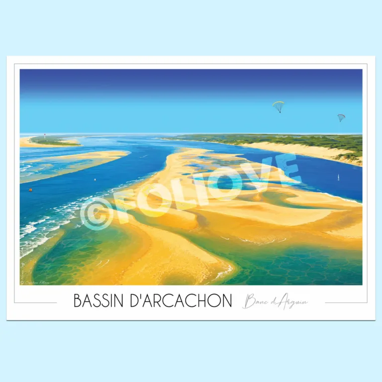 Foliove - Affiche du Banc d'Arguin - Bassin d'Arcachon – 100x140 cm (B0)